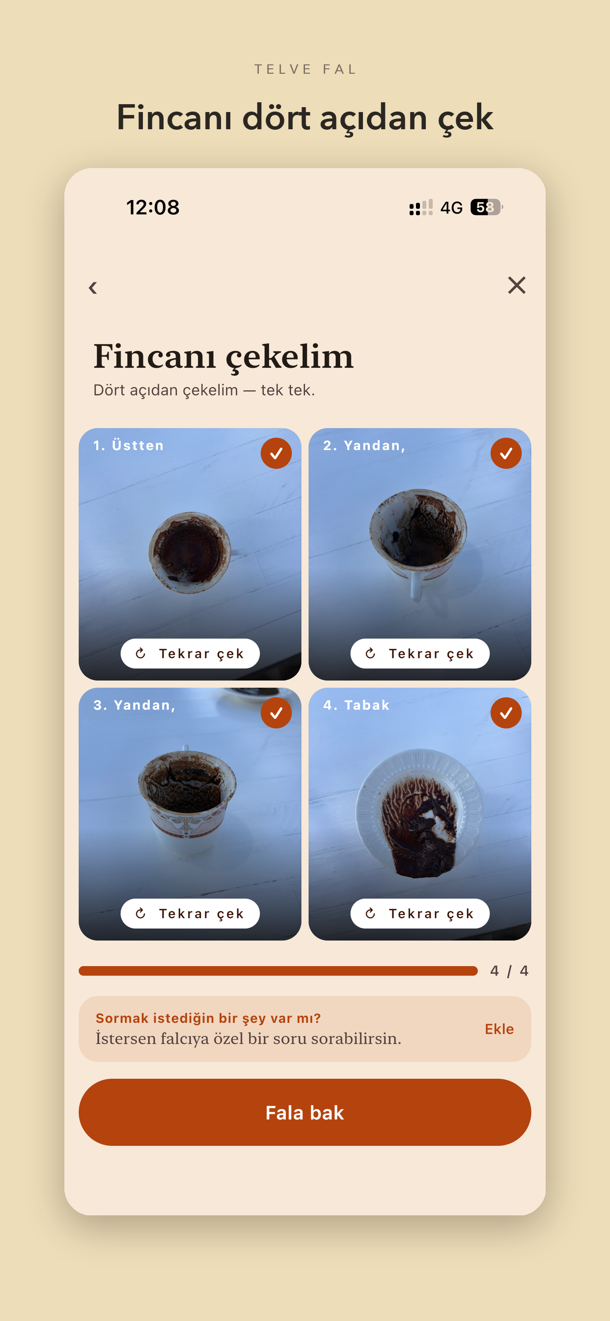 Fincan fotoğrafı çekimi